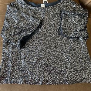 GAP Black and Silver Sequin Top